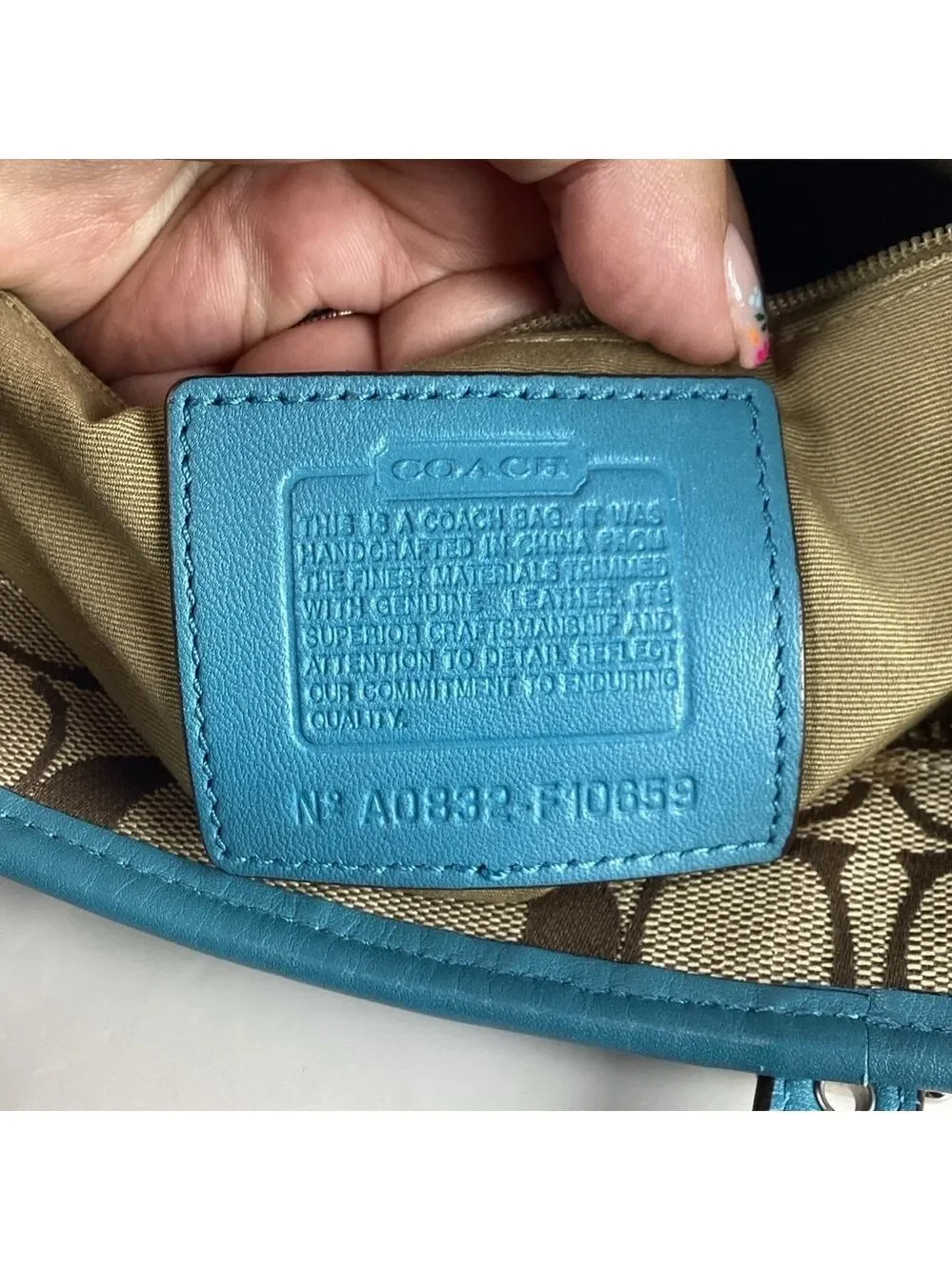 Coach Y2K Signature Gallery Shoulder Bag Teal Blue Tan Brown‎ Tote Leather Lapto